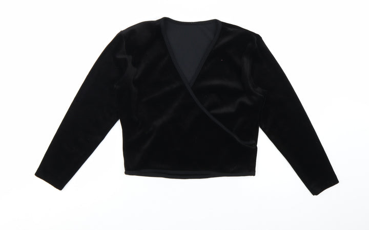 BHS Women’s Black Velvet Long Sleeve Wrap Blouse Size 14