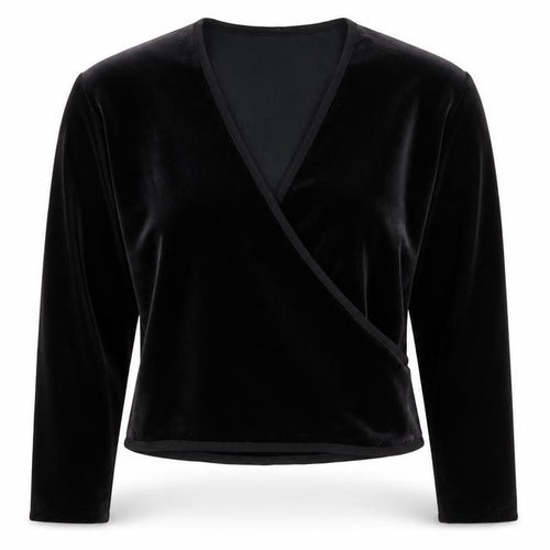 BHS Women’s Black Velvet Long Sleeve Wrap Blouse Size 14