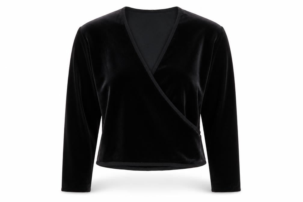 BHS Women’s Black Velvet Long Sleeve Wrap Blouse Size 14