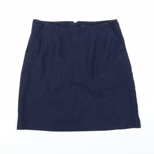 Joules Women's Blue Tweed Knee Length Pencil Skirt UK 10