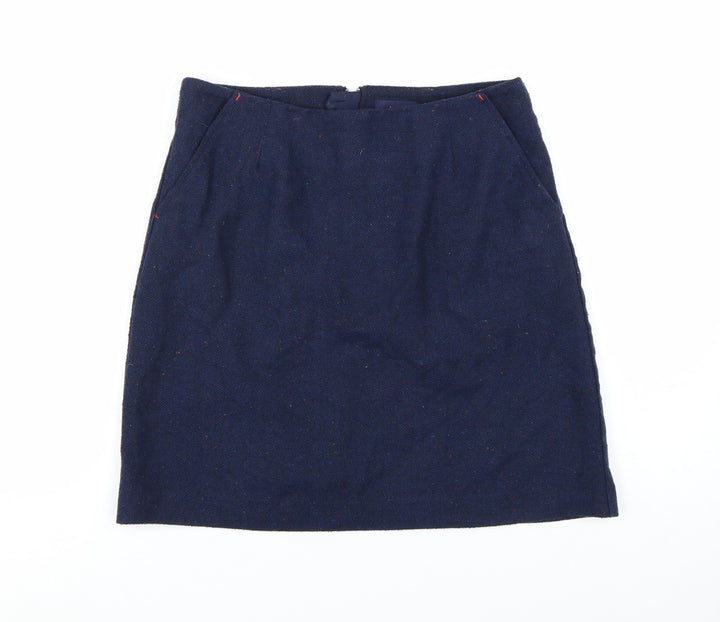 Joules Women's Blue Tweed Knee Length Pencil Skirt UK 10