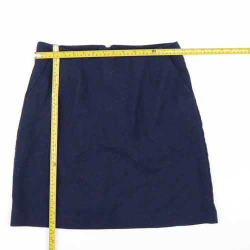 Joules Women's Blue Tweed Knee Length Pencil Skirt UK 10