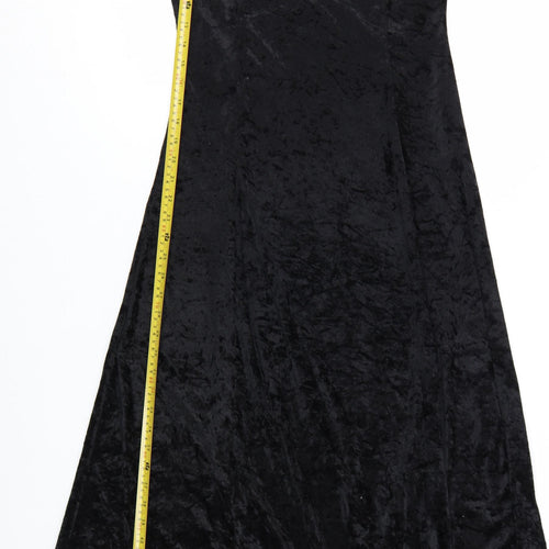 Basic Thinking Women Black Long Velvet A-Line Dress Size 12