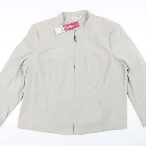 bonmarché Women’s Grey Suede Look Zip Jacket Size 24 Plus