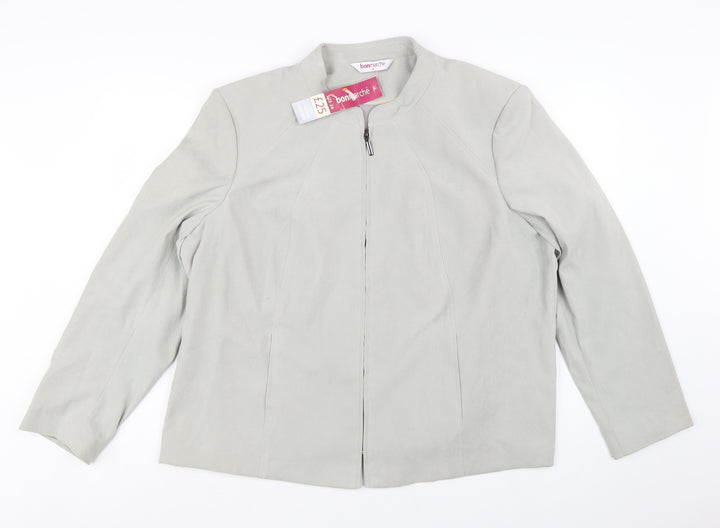 bonmarché Women’s Grey Suede Look Zip Jacket Size 24 Plus