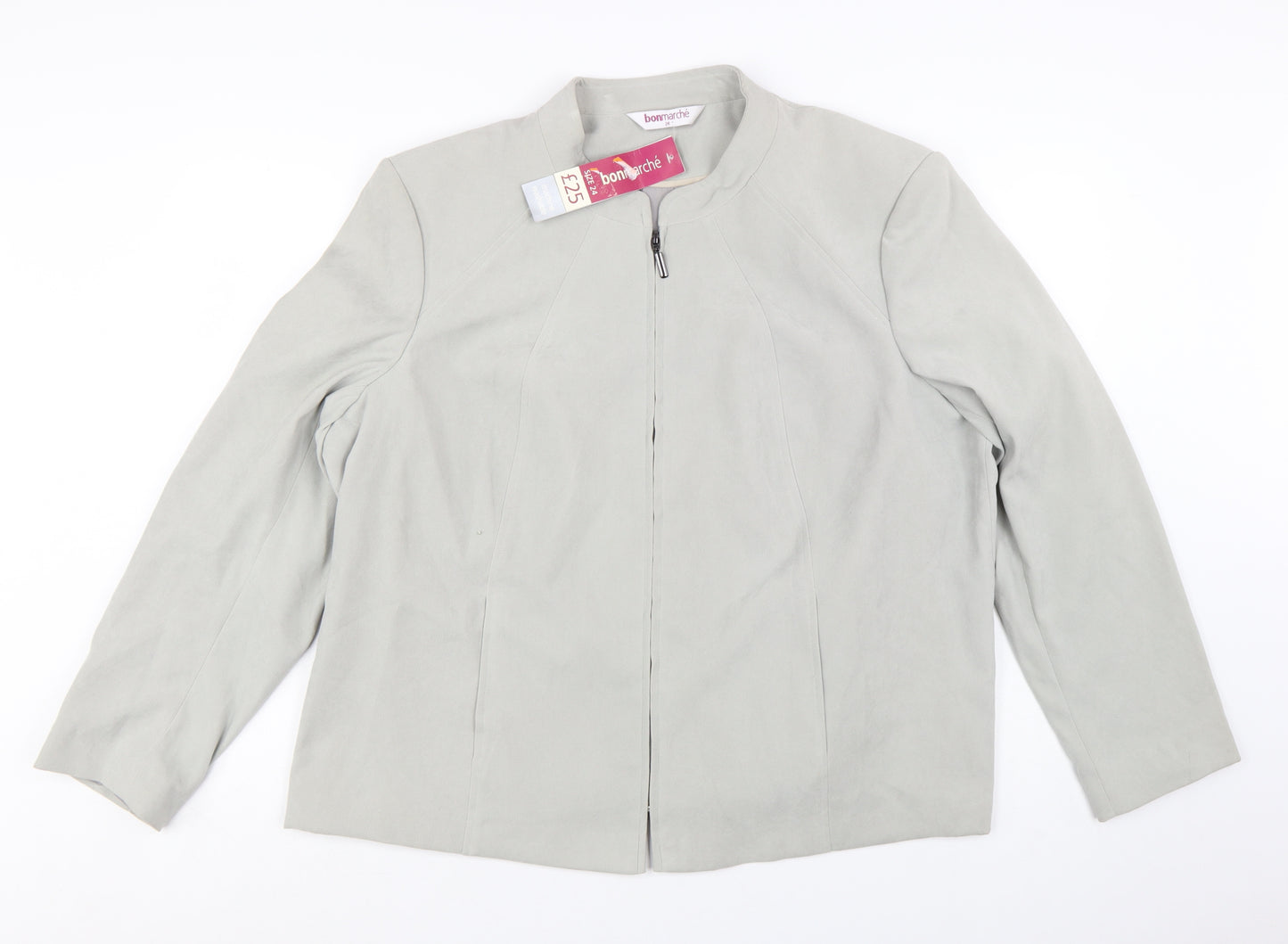 bonmarché Women’s Grey Suede Look Zip Jacket Size 24 Plus
