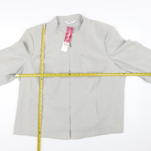 bonmarché Women’s Grey Suede Look Zip Jacket Size 24 Plus