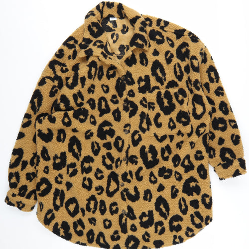 Next Girls Brown Leopard Print Fleece Shirt Jacket 16 Years