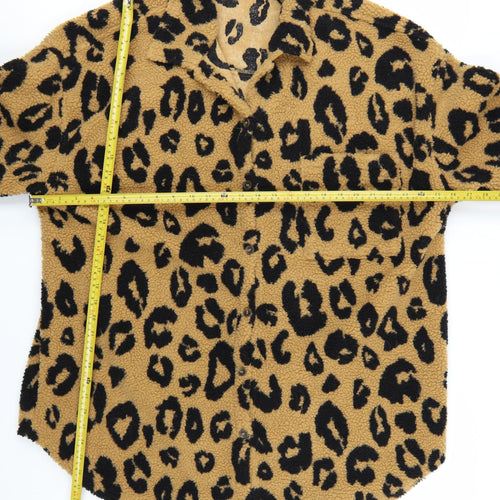 Next Girls Brown Leopard Print Fleece Shirt Jacket 16 Years