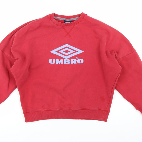 Umbro Womens Red XS Pullover Crew Neck Cotton Sweatshirt