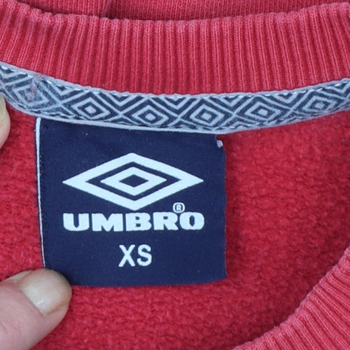 Umbro Womens Red XS Pullover Crew Neck Cotton Sweatshirt