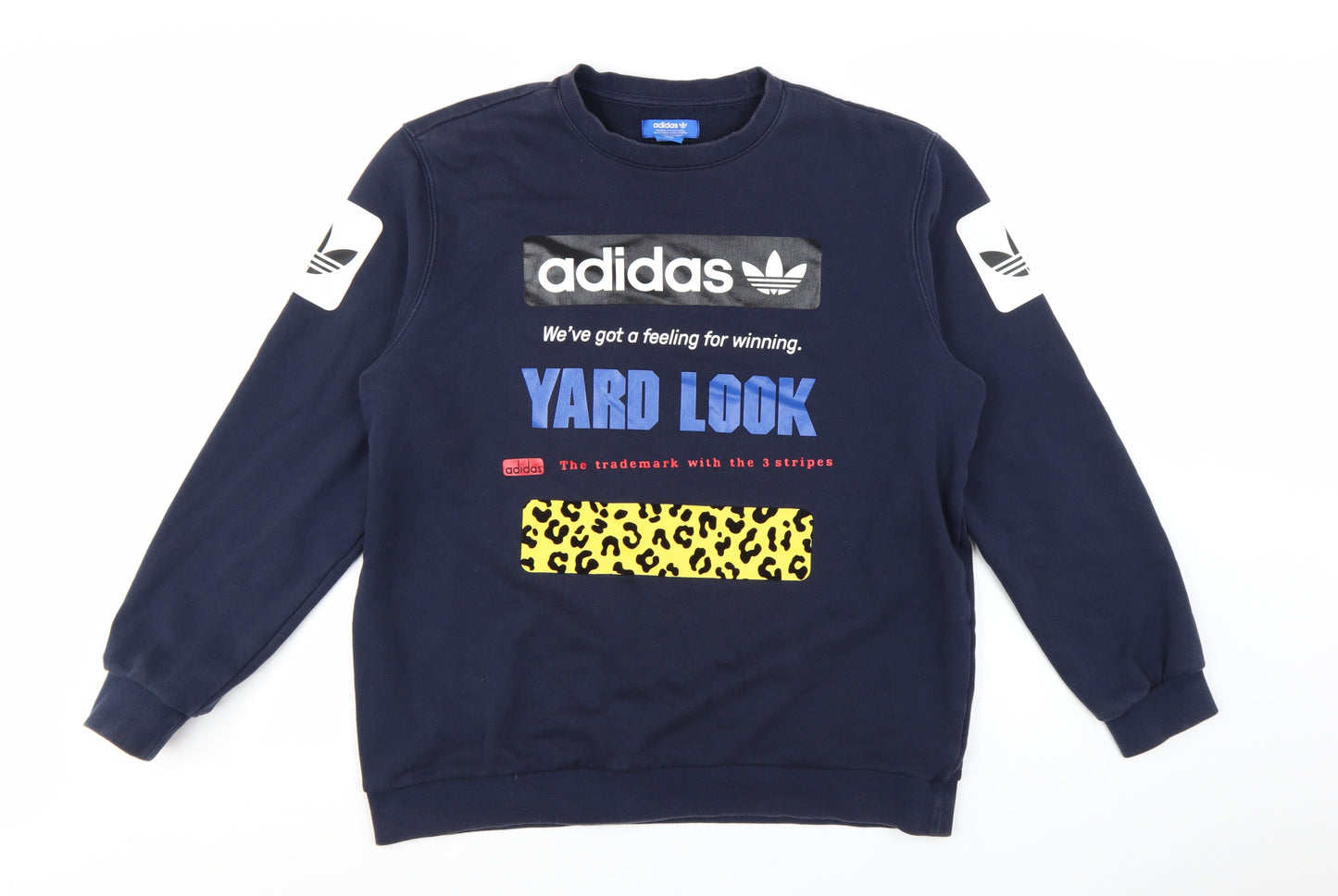 Adidas Women Navy Blue XL Pullover Sweatshirt with Graphic Print
