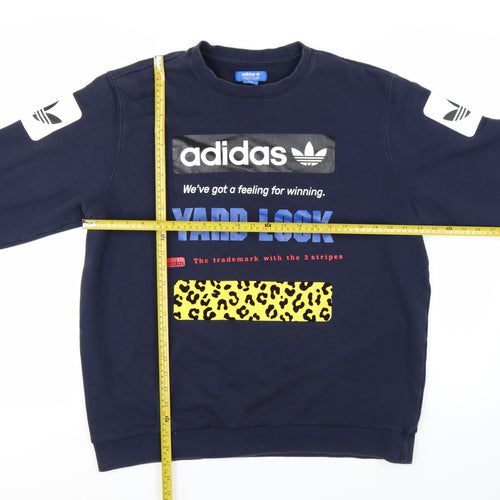 Adidas Women Navy Blue XL Pullover Sweatshirt with Graphic Print