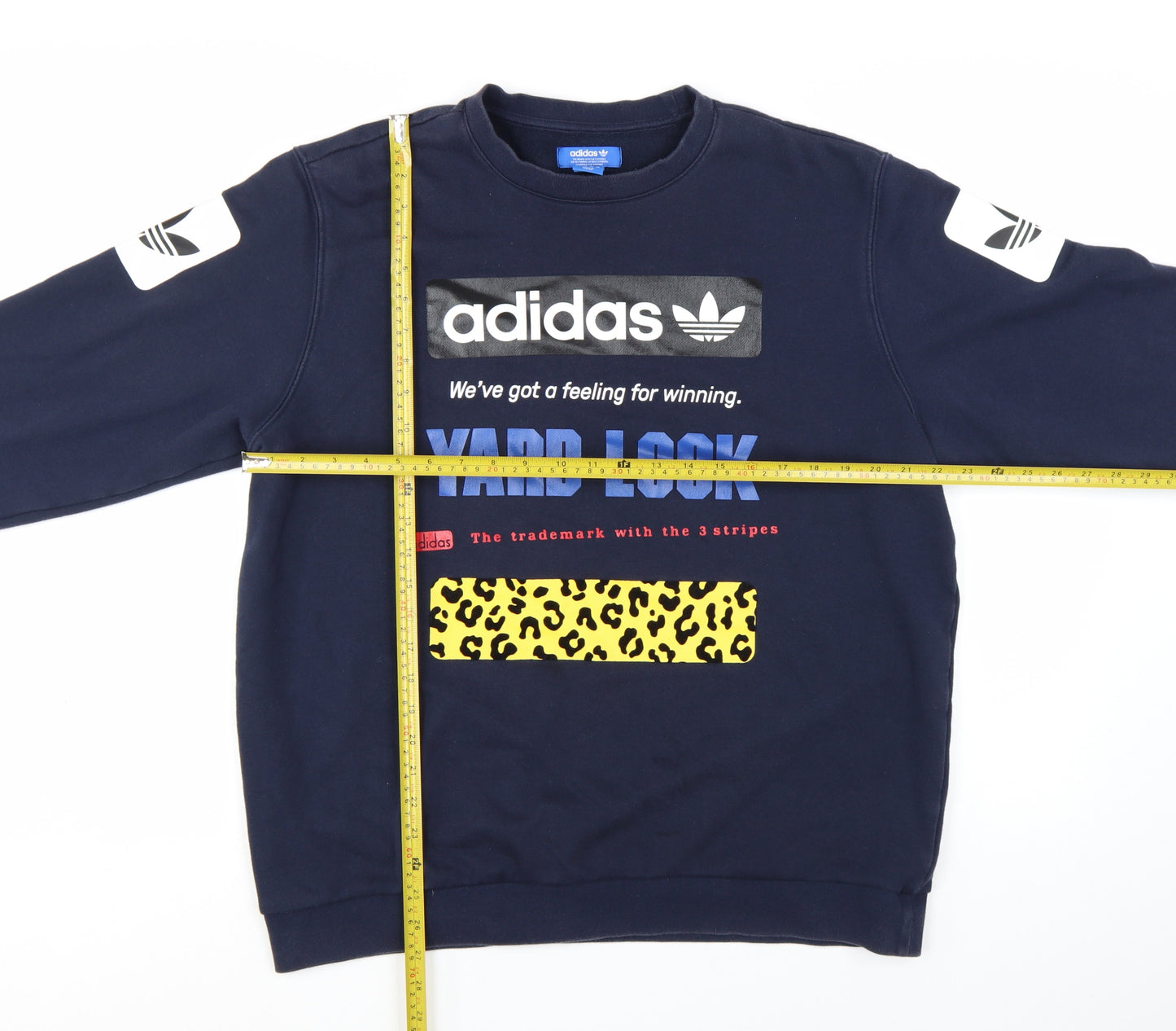 Adidas Women Navy Blue XL Pullover Sweatshirt with Graphic Print