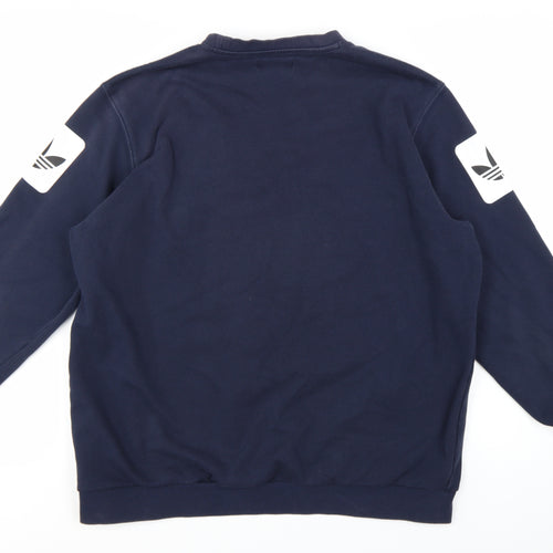 Adidas Women Navy Blue XL Pullover Sweatshirt with Graphic Print