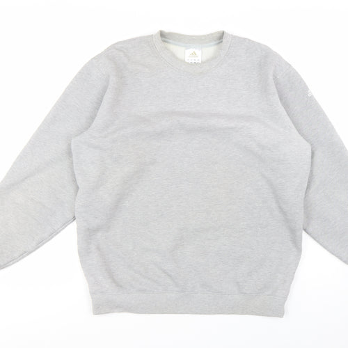 Adidas Men’s Grey Pullover Sweatshirt L Regular Fit Crew Neck
