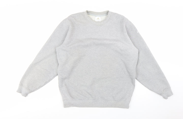Adidas Men’s Grey Pullover Sweatshirt L Regular Fit Crew Neck