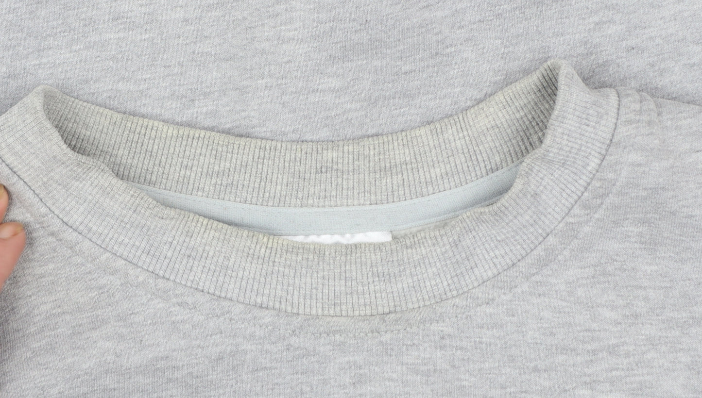 Adidas Men’s Grey Pullover Sweatshirt L Regular Fit Crew Neck