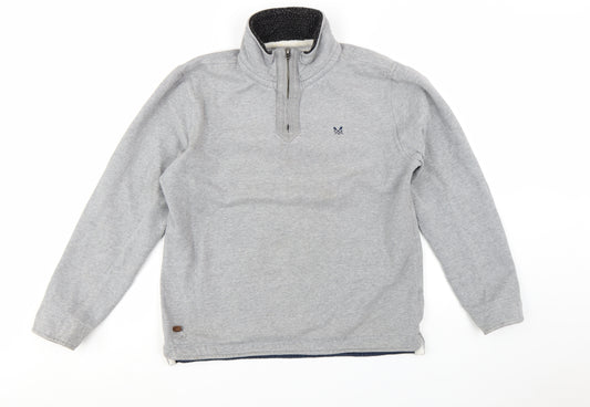 Crew Clothing Co. Mens Grey 1/4 Zip Sweatshirt Size L Regular Fit