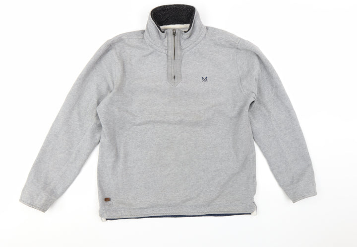 Crew Clothing Co. Mens Grey 1/4 Zip Sweatshirt Size L Regular Fit