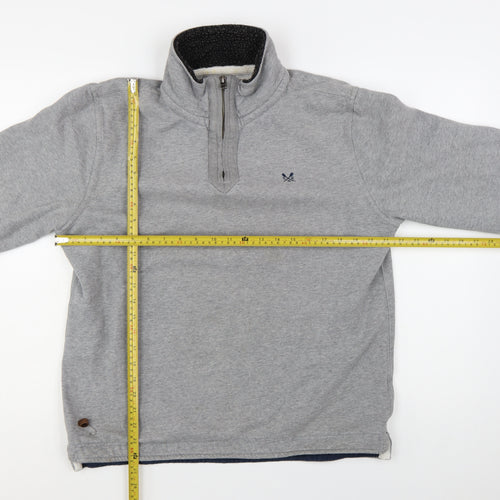 Crew Clothing Co. Mens Grey 1/4 Zip Sweatshirt Size L Regular Fit