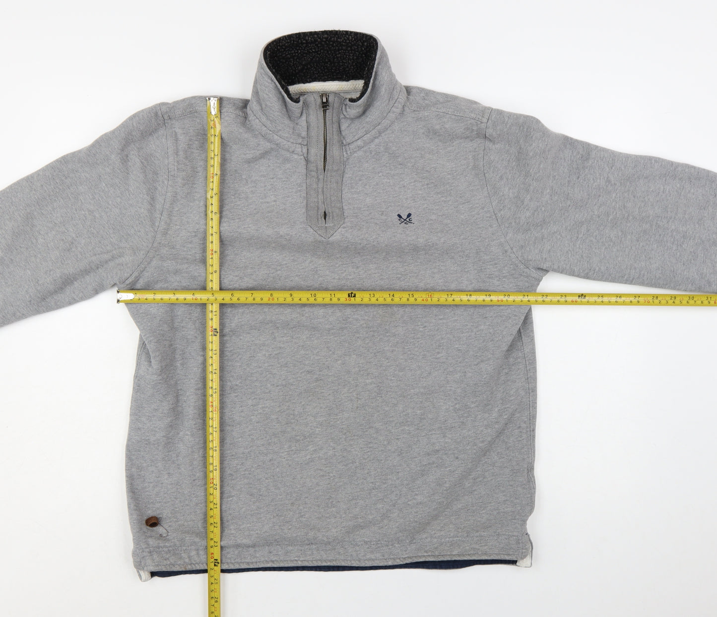 Crew Clothing Co. Mens Grey 1/4 Zip Sweatshirt Size L Regular Fit