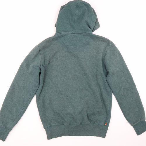 Superdry Men's Green Pullover Hoodie L Logo Fleece Sweatshirt