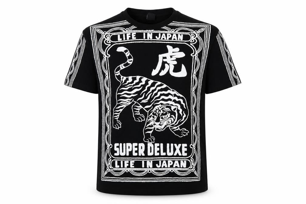 Bershka Men's Black Tiger Graphic T-Shirt Size L