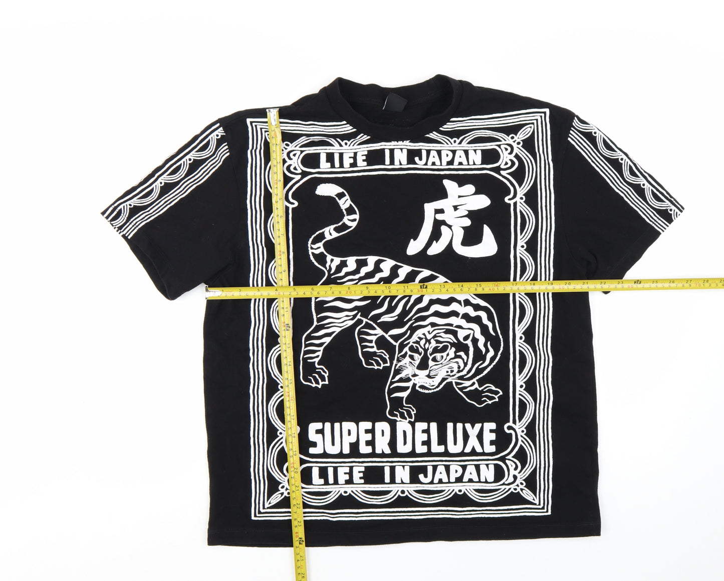 Bershka Men's Black Tiger Graphic T-Shirt Size L