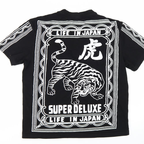 Bershka Men's Black Tiger Graphic T-Shirt Size L