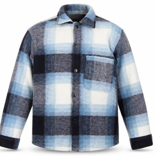 H&M Men’s Blue Checked Fleece Jacket Size M Regular Fit