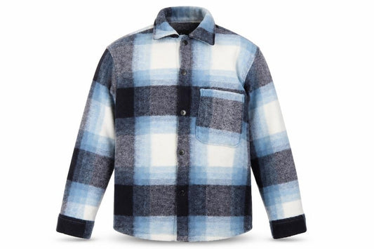 H&M Men’s Blue Checked Fleece Jacket Size M Regular Fit