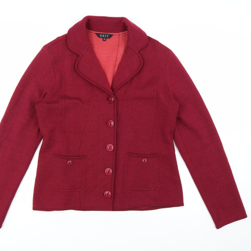 East Women Red Wool Blend Single-Breasted Blazer Size 16