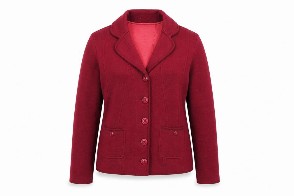 East Women Red Wool Blend Single-Breasted Blazer Size 16