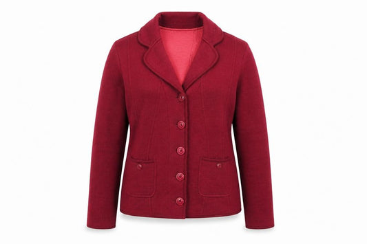 East Women Red Wool Blend Single-Breasted Blazer Size 16