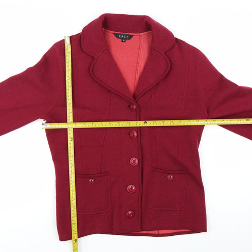 East Women Red Wool Blend Single-Breasted Blazer Size 16