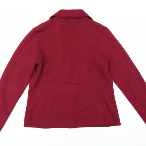 East Women Red Wool Blend Single-Breasted Blazer Size 16