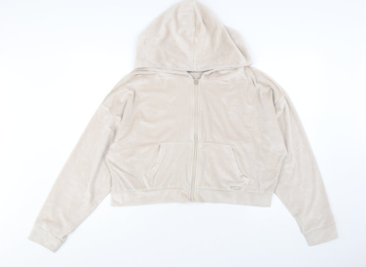 Boux Avenue Women’s Beige Velour Full Zip Hoodie UK 18