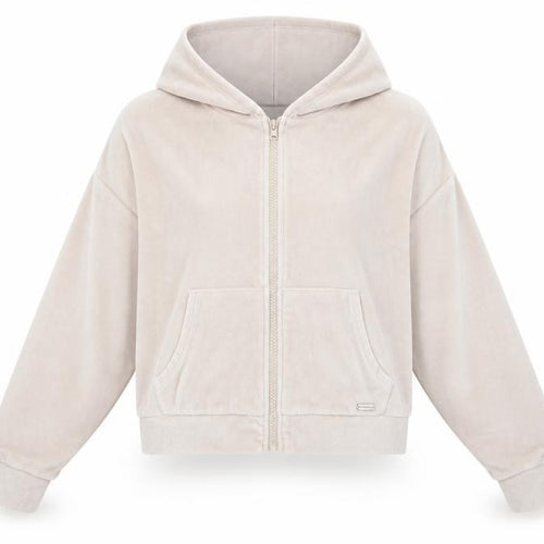 Boux Avenue Women’s Beige Velour Full Zip Hoodie UK 18