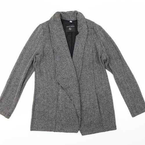 Dorothy Perkins Women Grey Herringbone Tweed Shawl Blazer UK 10