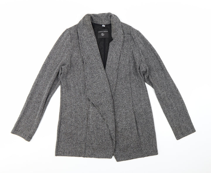 Dorothy Perkins Women Grey Herringbone Tweed Shawl Blazer UK 10
