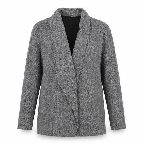Dorothy Perkins Women Grey Herringbone Tweed Shawl Blazer UK 10