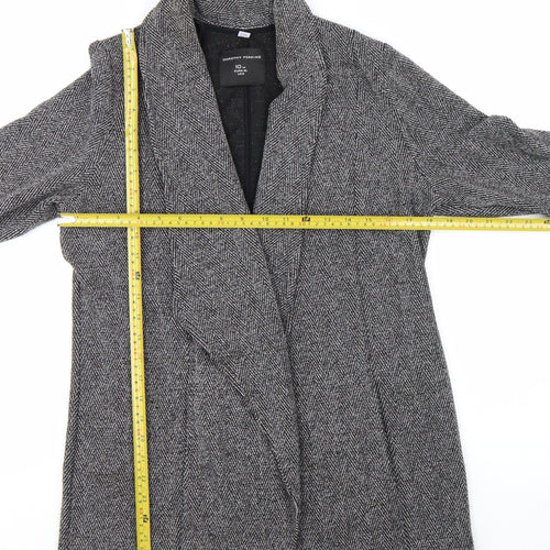 Dorothy Perkins Women Grey Herringbone Tweed Shawl Blazer UK 10