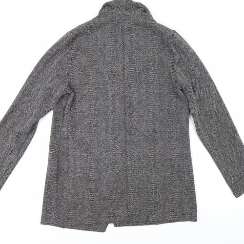 Dorothy Perkins Women Grey Herringbone Tweed Shawl Blazer UK 10