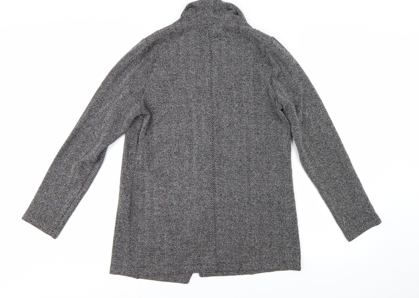 Dorothy Perkins Women Grey Herringbone Tweed Shawl Blazer UK 10