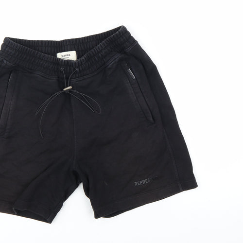 Represent Mens Black Sweat Shorts S Elastic Waist Casual