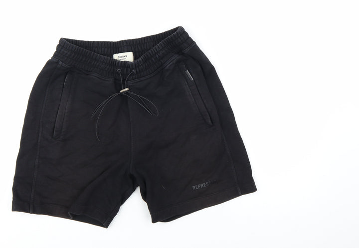 Represent Mens Black Sweat Shorts S Elastic Waist Casual