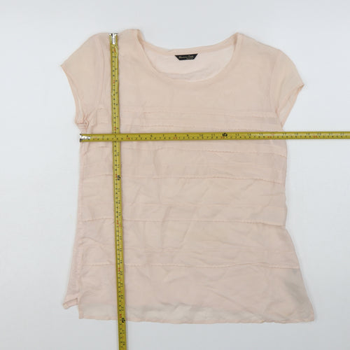 Massimo Dutti Women Beige Linen Short Sleeve Basic T-Shirt L