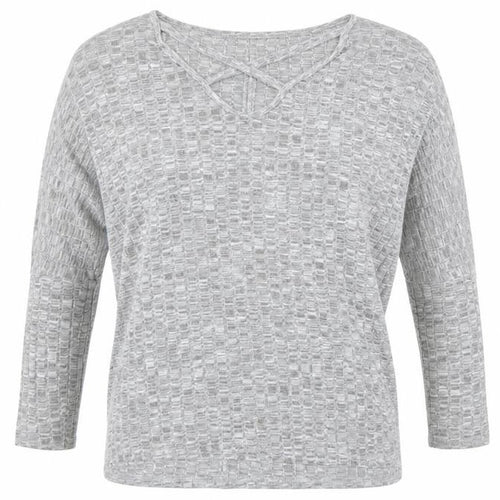 Lipsy Women Grey Long Sleeve V-Neck Jersey Top Size 12