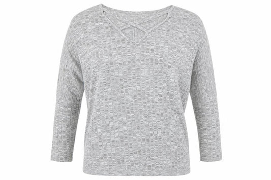 Front view of Lipsy Women Grey Long Sleeve V-Neck Jersey Top, size 12